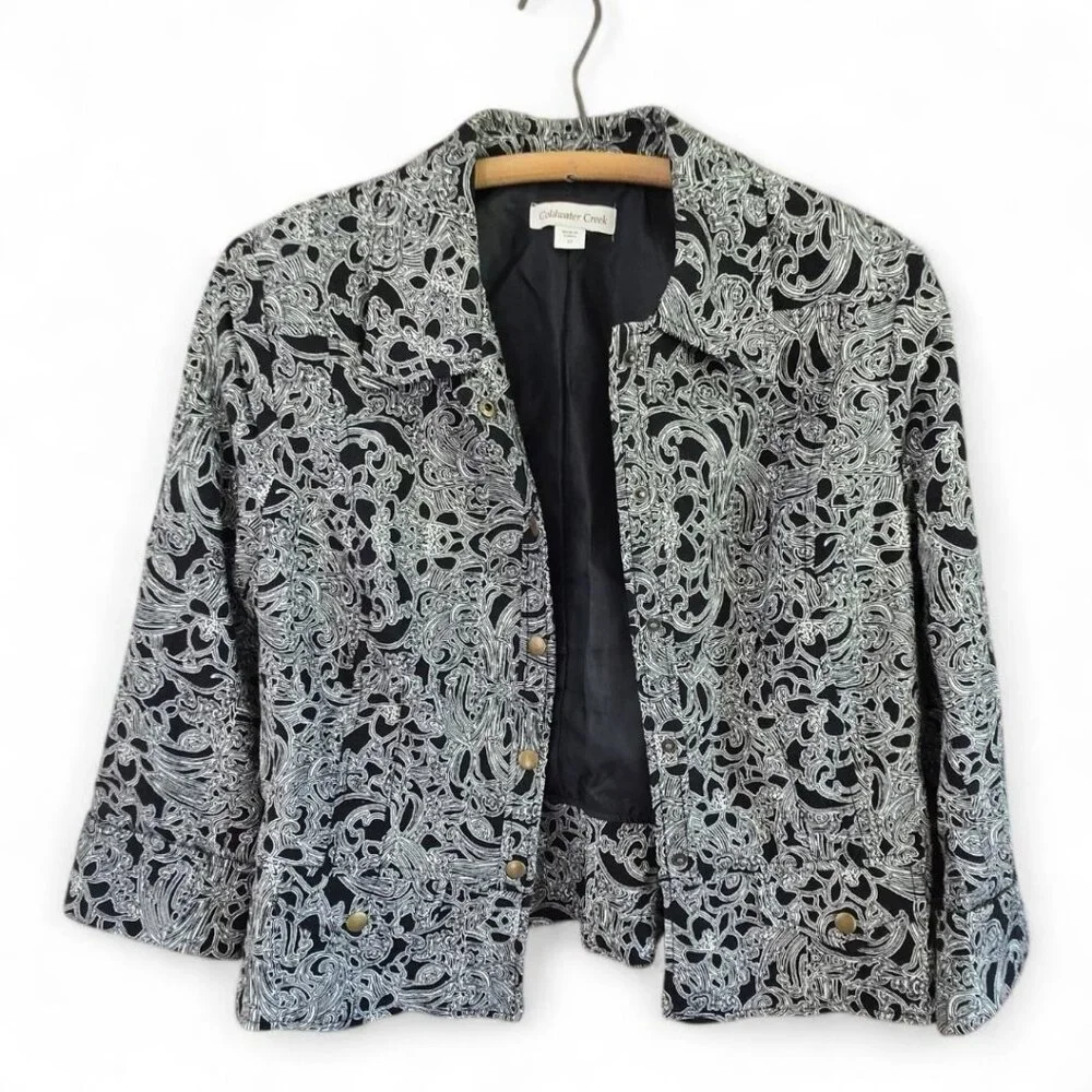 Coldwater Creek Womens Paisley Print Blazer Jacket Size 12 Cotton/Spandex - Picture 1 of 5